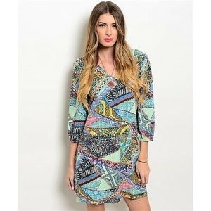 Pink Owl Colorful Abstract Boho Dress